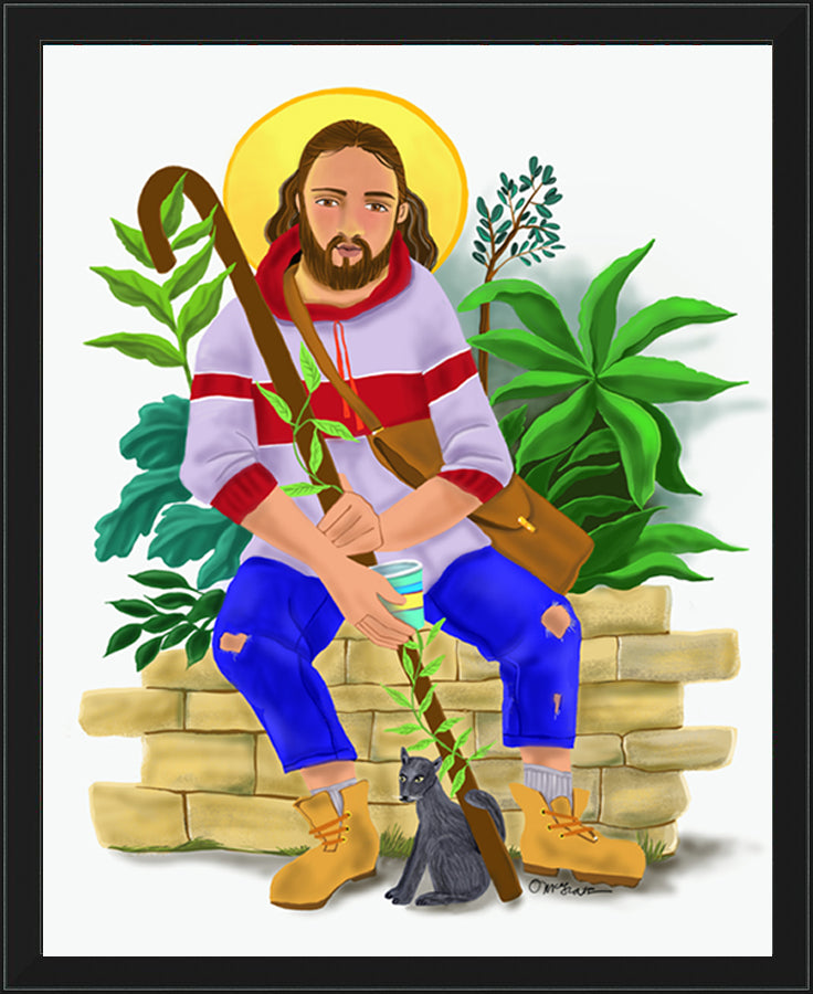 Wall Frame Black - Christ at the Kitchen Door by M. McGrath