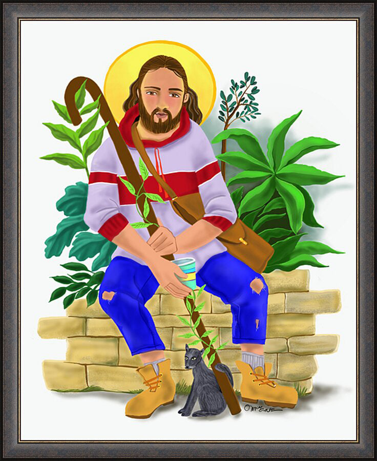 Wall Frame Espresso - Christ at the Kitchen Door by M. McGrath
