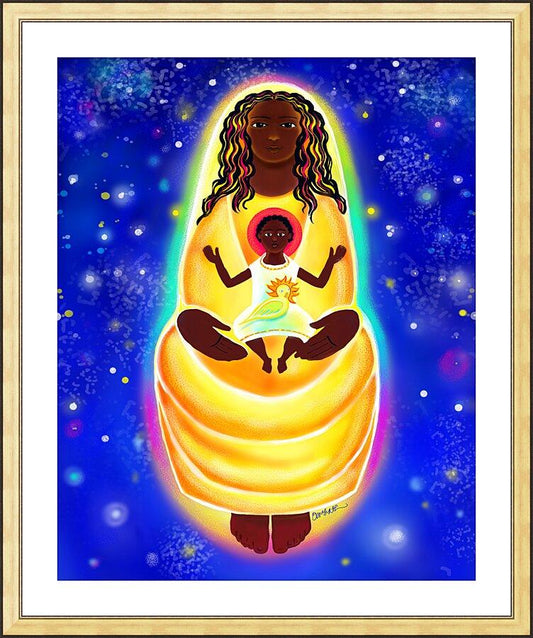 Wall Frame Gold, Matted - Mary, Cosmic Lady of Light by M. McGrath