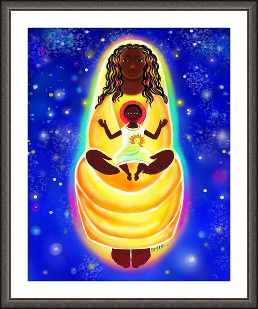 Wall Frame Espresso, Matted - Mary, Cosmic Lady of Light by M. McGrath