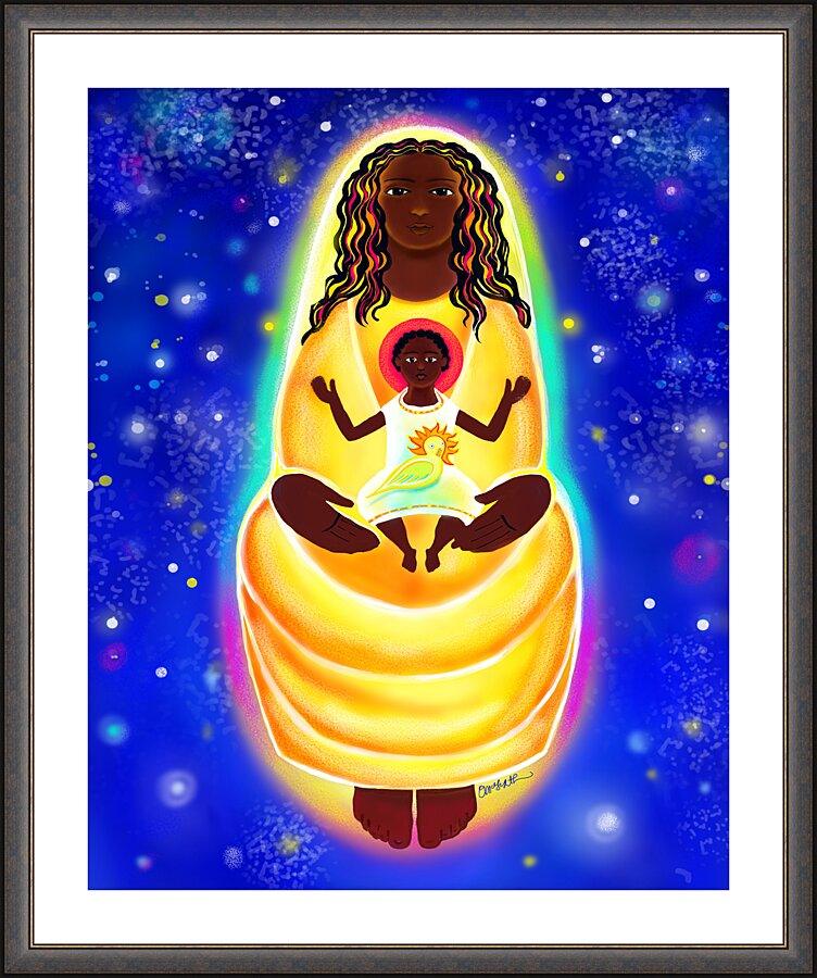 Wall Frame Espresso, Matted - Mary, Cosmic Lady of Light by Br. Mickey McGrath, OSFS - Trinity Stores