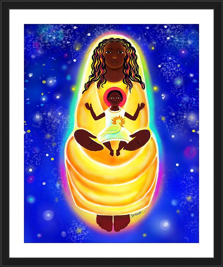 Wall Frame Black, Matted - Mary, Cosmic Lady of Light by Br. Mickey McGrath, OSFS - Trinity Stores