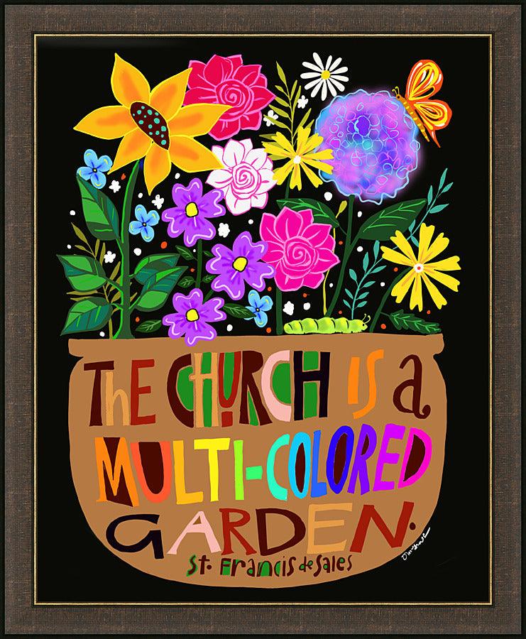 Wall Frame Espresso - Church is a Multi-Colored Garden by M. McGrath