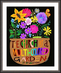 Wall Frame Espresso - Church is a Multi-Colored Garden by M. McGrath
