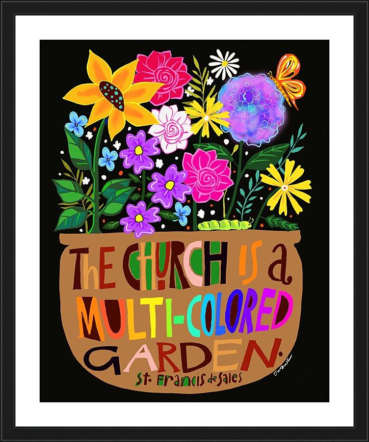 Wall Frame Black, Matted - Church is a Multi-Colored Garden by M. McGrath