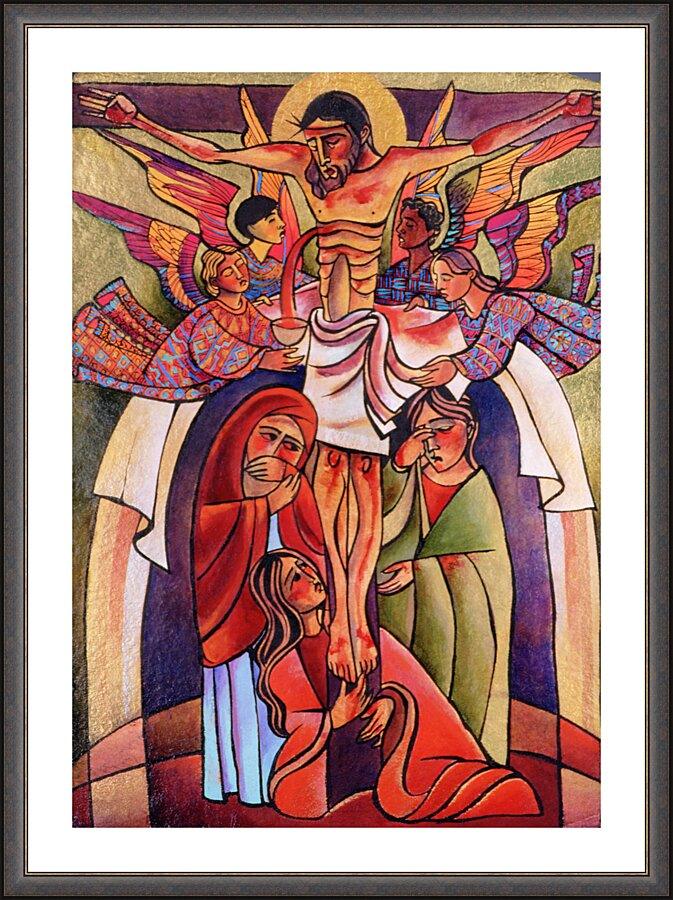 Wall Frame Espresso, Matted - Crucifixion by Br. Mickey McGrath, OSFS - Trinity Stores