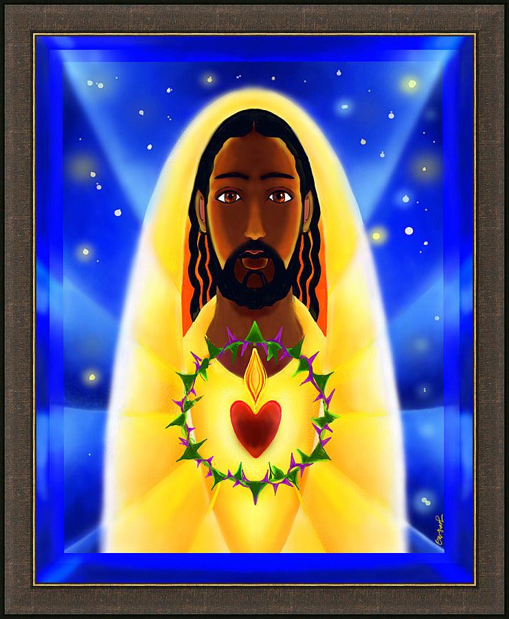 Wall Frame Espresso - Cosmic Sacred Heart by M. McGrath