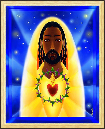 Wall Frame Gold - Cosmic Sacred Heart by M. McGrath