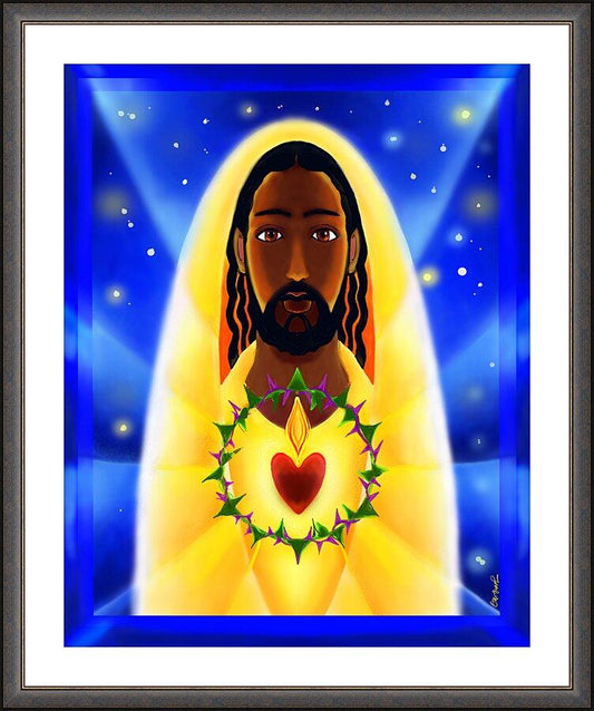 Wall Frame Espresso, Matted - Cosmic Sacred Heart by M. McGrath