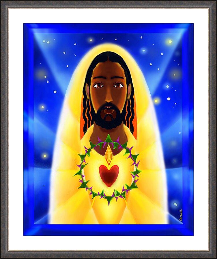 Wall Frame Espresso, Matted - Cosmic Sacred Heart by Br. Mickey McGrath, OSFS - Trinity Stores