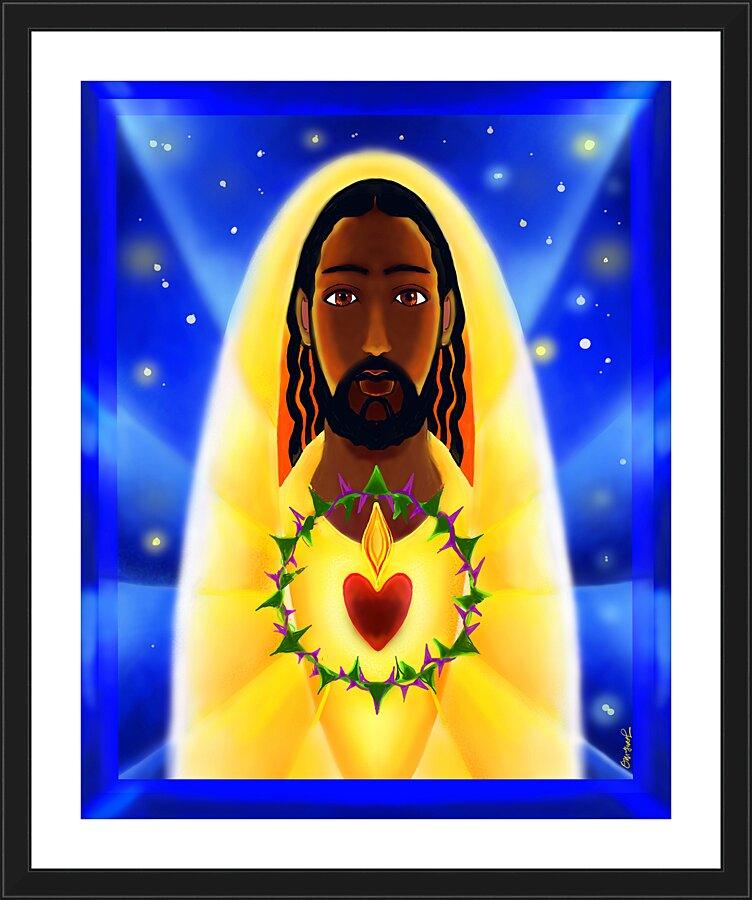 Wall Frame Black, Matted - Cosmic Sacred Heart by M. McGrath