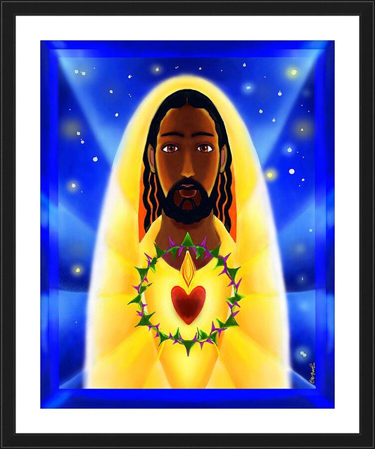 Wall Frame Black, Matted - Cosmic Sacred Heart by M. McGrath