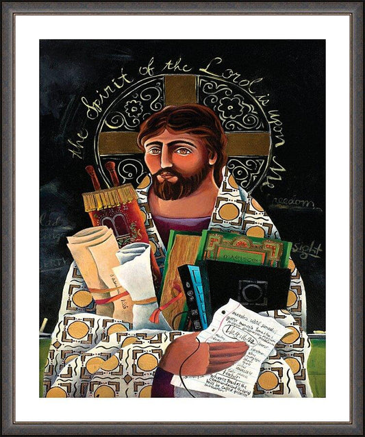 Wall Frame Espresso, Matted - Christ the Teacher by Br. Mickey McGrath, OSFS - Trinity Stores