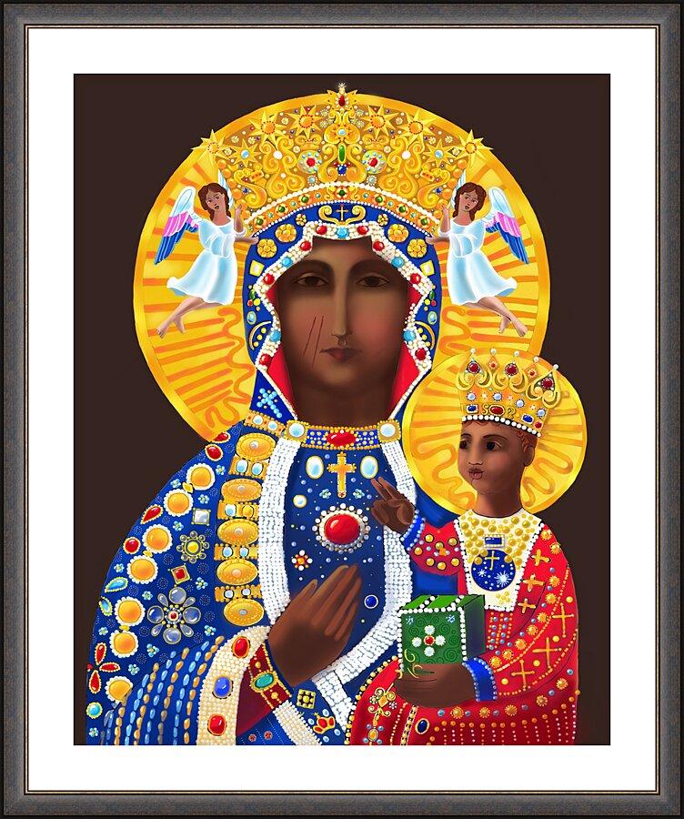 Wall Frame Espresso, Matted - Our Lady of Czestochowa by M. McGrath