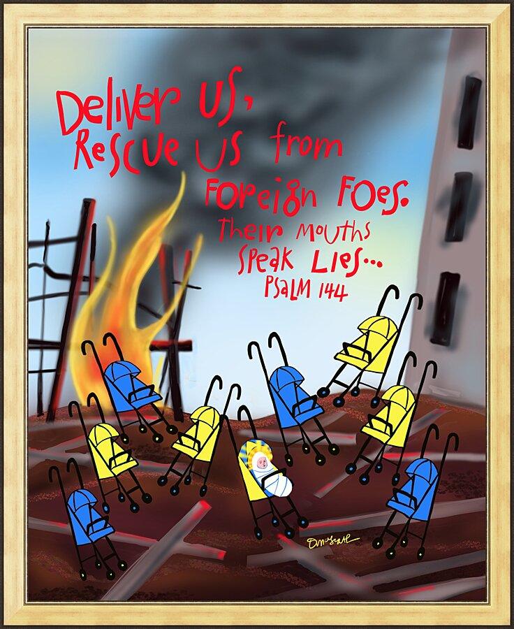 Wall Frame Gold - Deliver Us From Foreign Foes by Br. Mickey McGrath, OSFS - Trinity Stores
