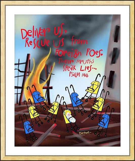 Wall Frame Gold, Matted - Deliver Us From Foreign Foes by M. McGrath