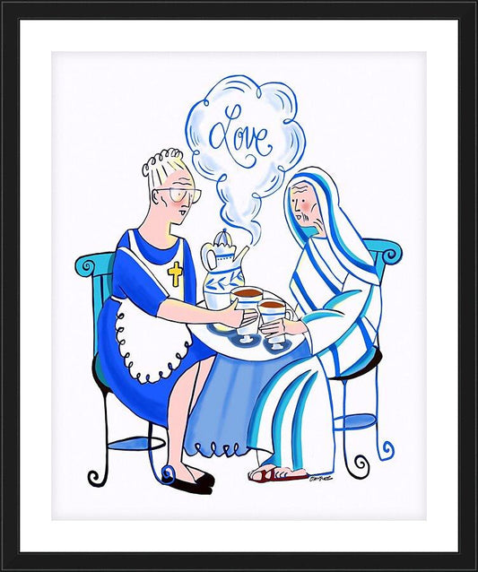 Wall Frame Black, Matted - Dorothy Day and St. Teresa of Calcutta by M. McGrath