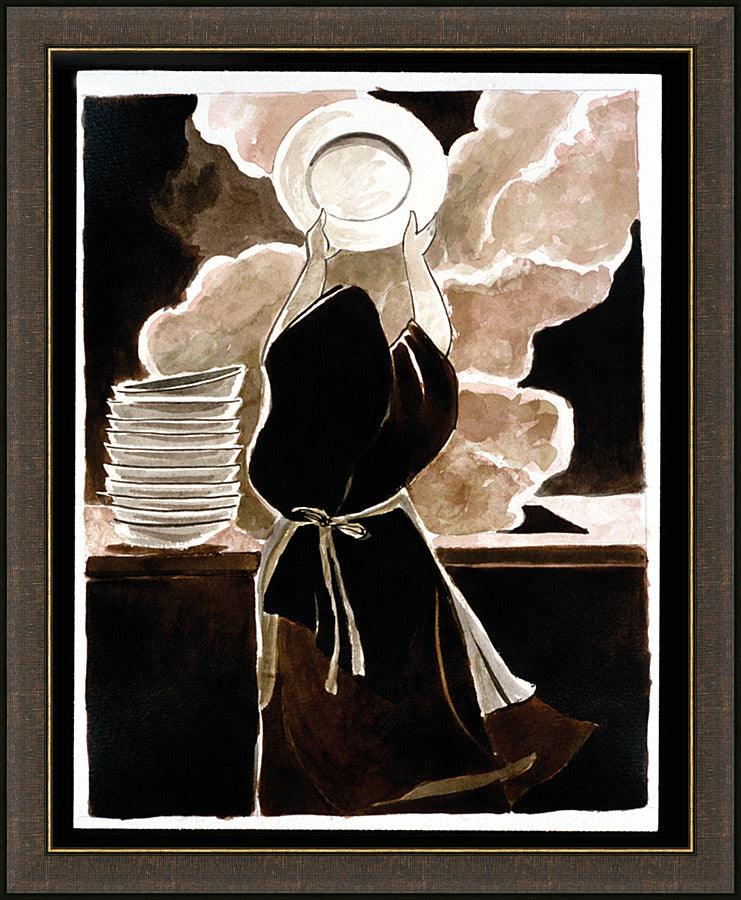 Wall Frame Espresso - St. Thérèse Doing the Dishes by M. McGrath