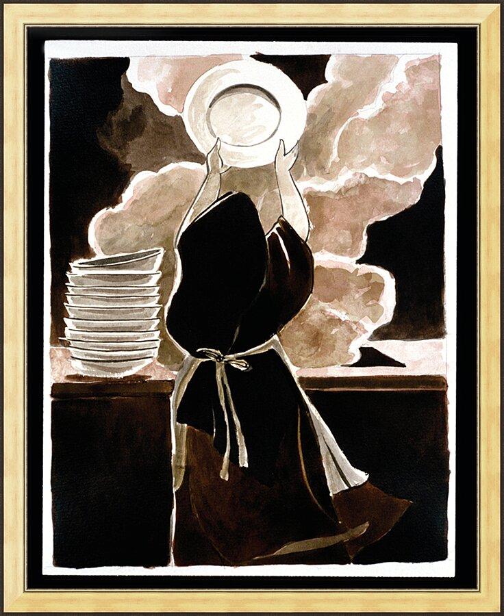 Wall Frame Gold - St. Thérèse Doing the Dishes by M. McGrath