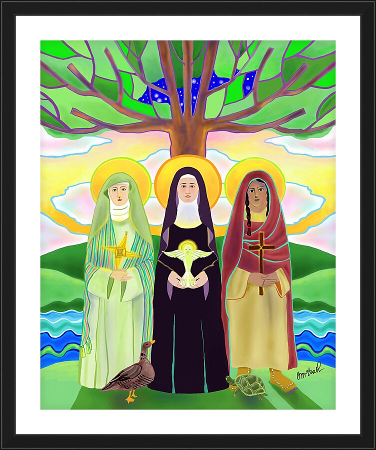 Wall Frame Black, Matted - Earth Mothers by M. McGrath