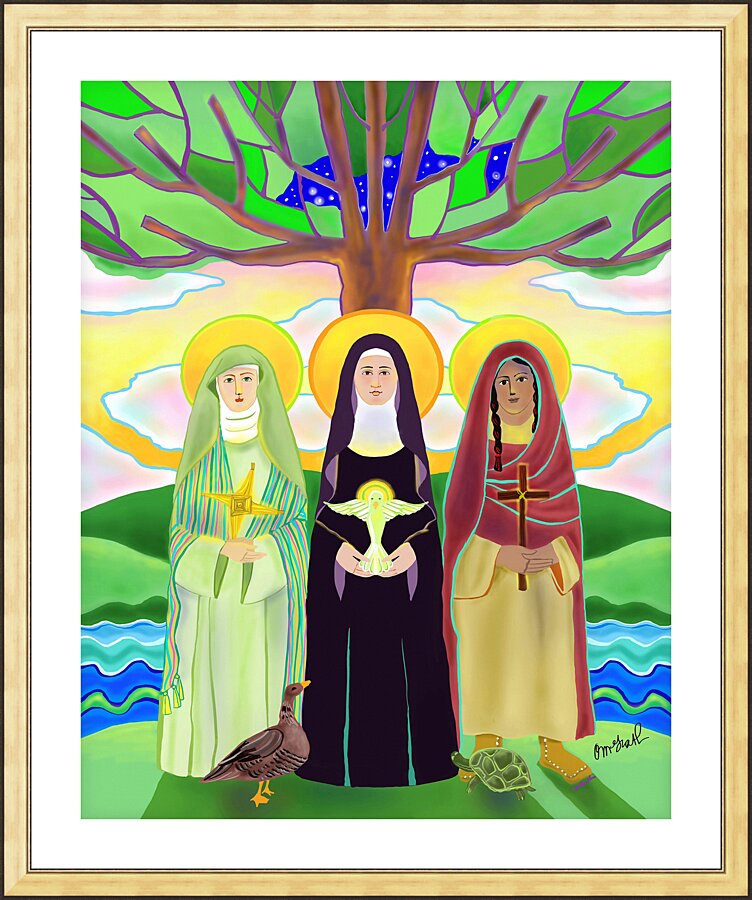 Wall Frame Gold, Matted - Earth Mothers by M. McGrath