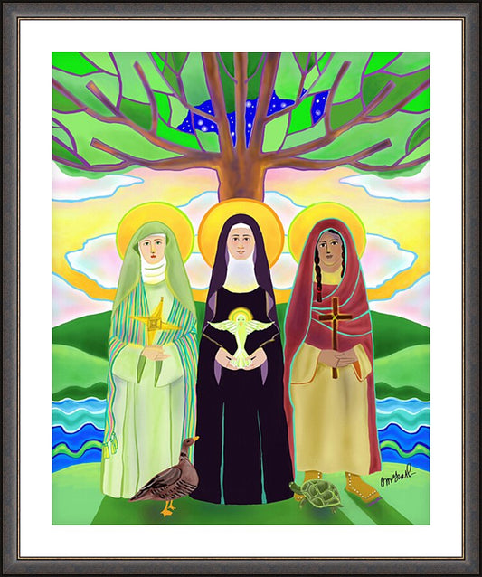 Wall Frame Espresso, Matted - Earth Mothers by M. McGrath