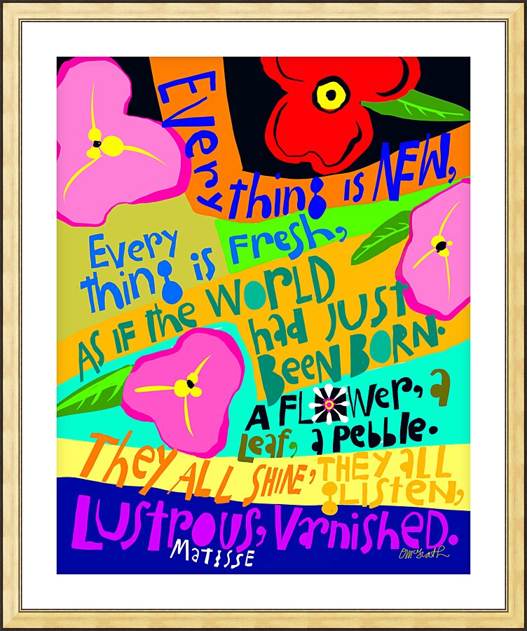 Wall Frame Gold, Matted - Everything is New by M. McGrath