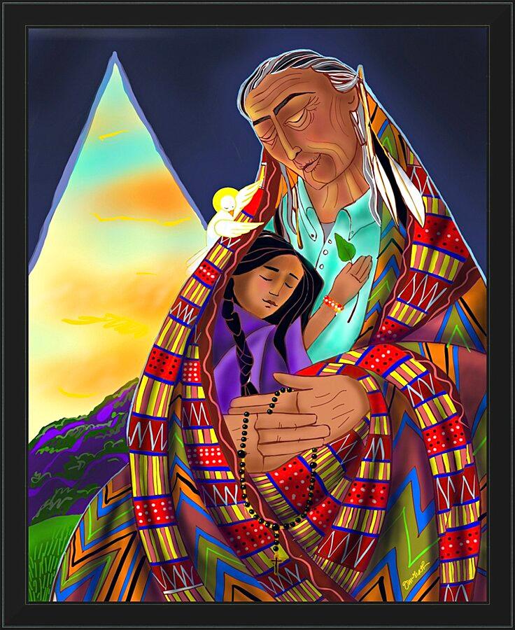Wall Frame Black - Black Elk and Child by Br. Mickey McGrath, OSFS - Trinity Stores