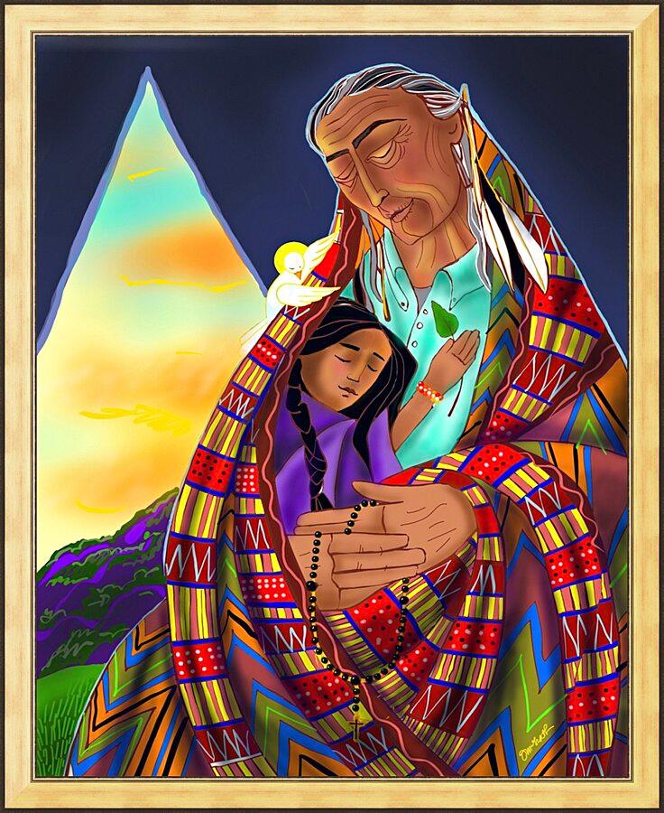 Wall Frame Gold - Black Elk and Child by M. McGrath