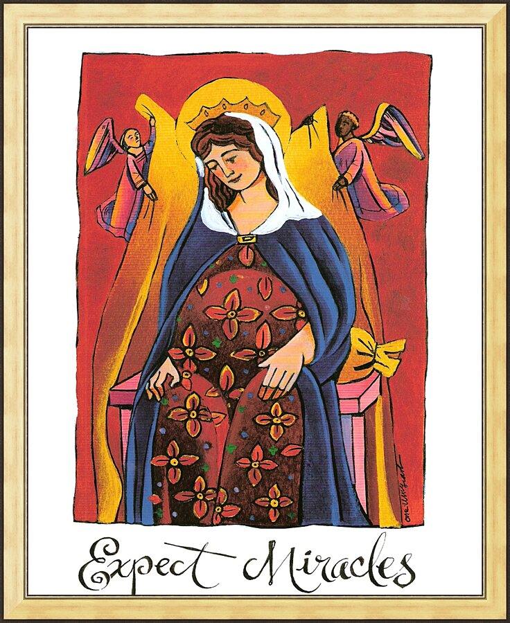 Wall Frame Gold - Mary: Expect Miracles by M. McGrath