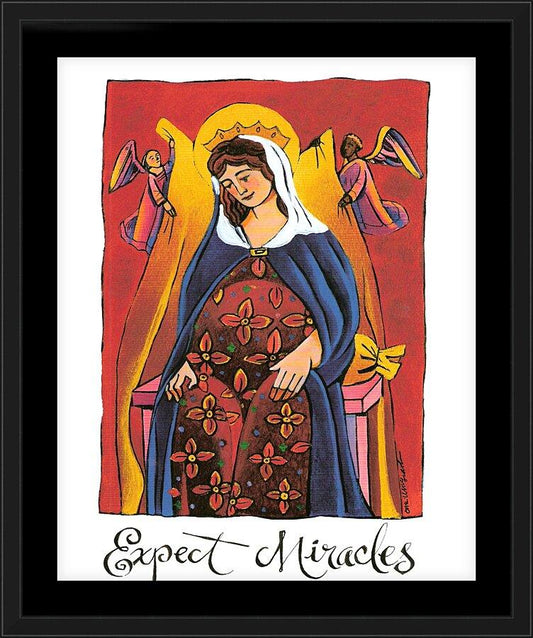 Wall Frame Black, Matted - Mary: Expect Miracles by M. McGrath