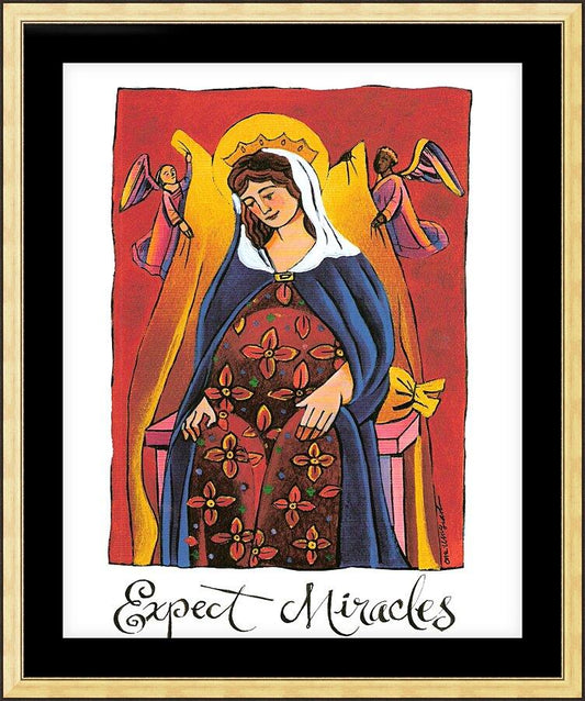 Wall Frame Gold, Matted - Mary: Expect Miracles by M. McGrath