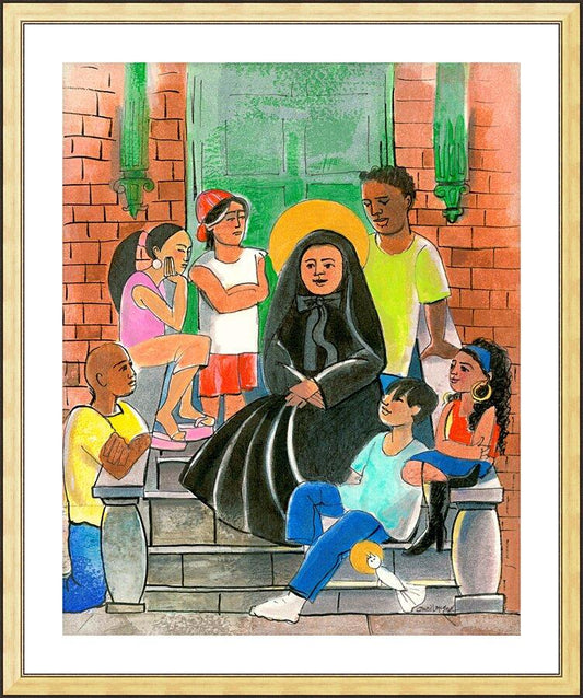 Wall Frame Gold, Matted - St. Frances Cabrini by M. McGrath