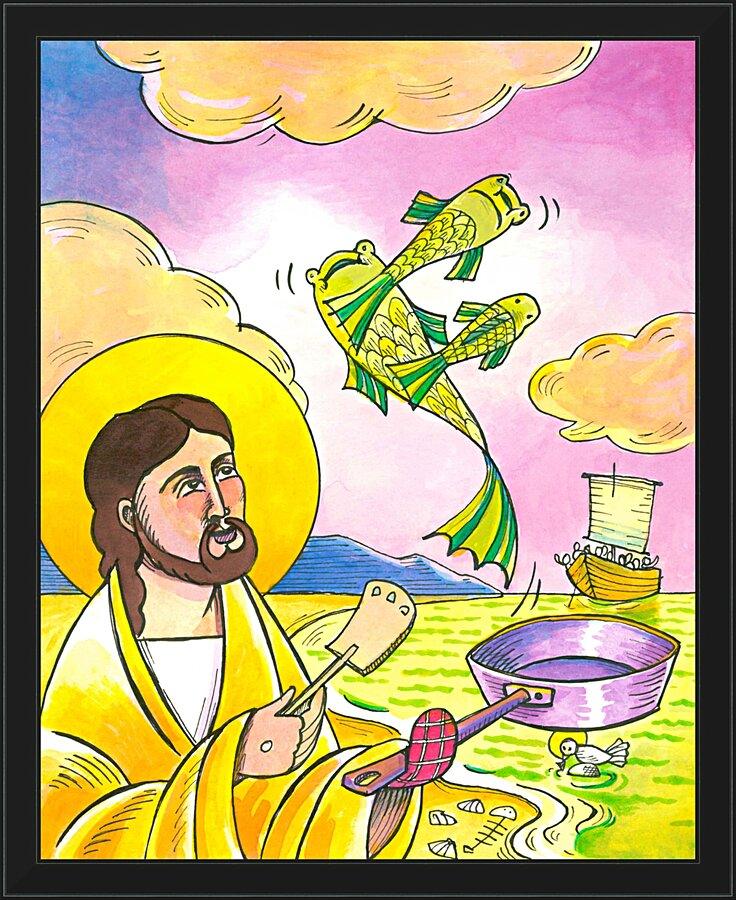 Wall Frame Black - Jesus: Fish Fry With Friends by Br. Mickey McGrath, OSFS - Trinity Stores