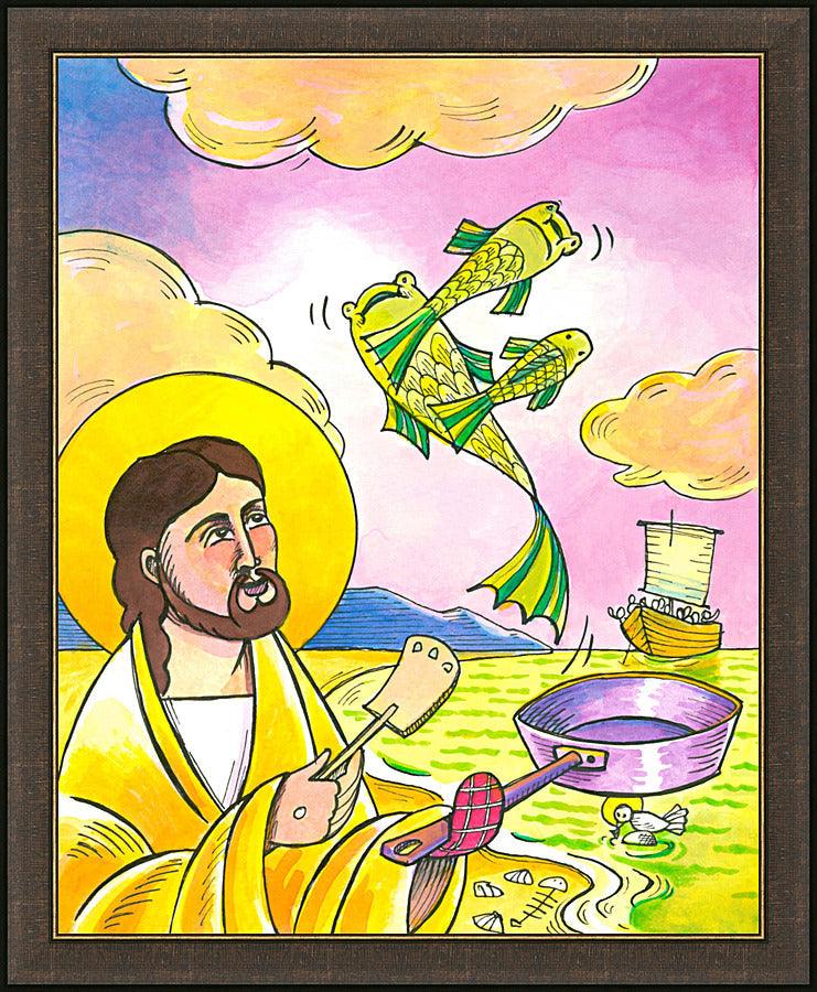 Wall Frame Espresso - Jesus: Fish Fry With Friends by M. McGrath