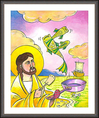 Wall Frame Espresso - Jesus: Fish Fry With Friends by M. McGrath