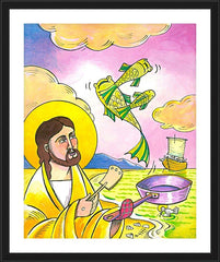 Wall Frame Black - Jesus: Fish Fry With Friends by M. McGrath