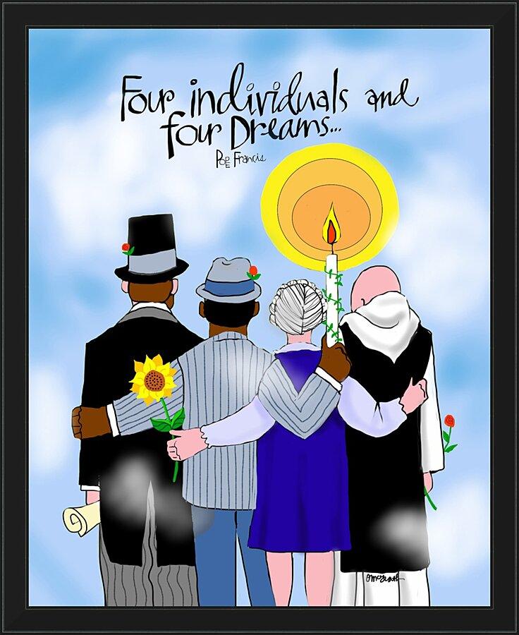 Wall Frame Black - Four Individuals and Four Dreams by Br. Mickey McGrath, OSFS - Trinity Stores