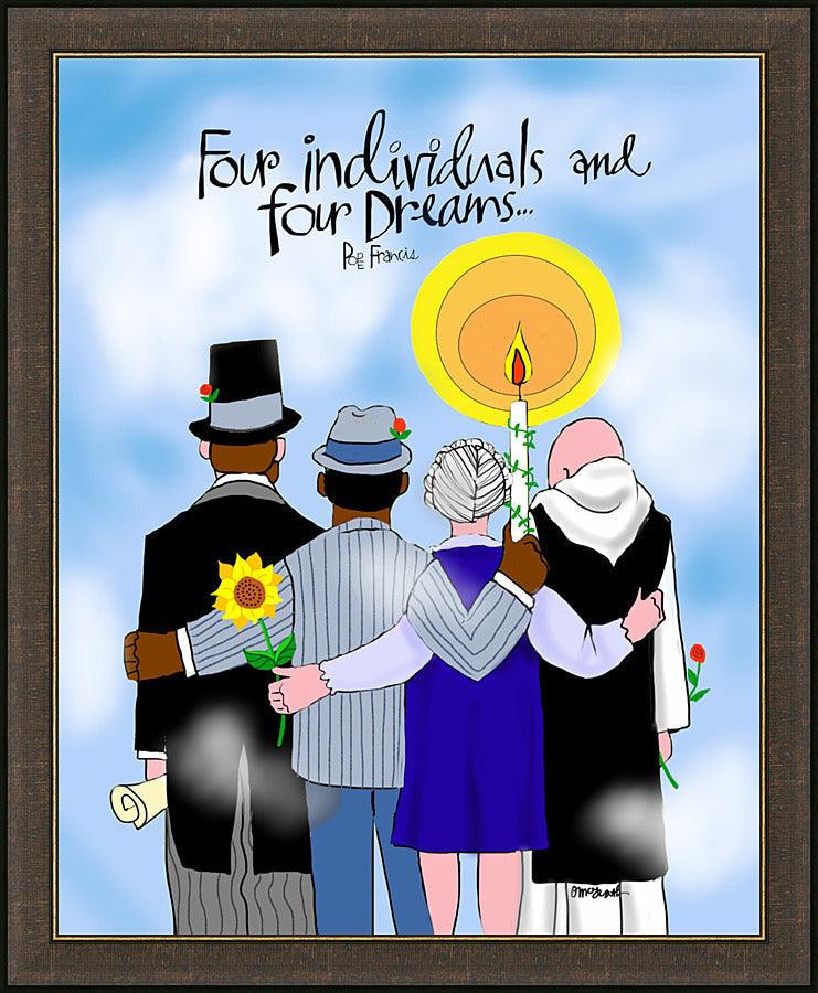 Wall Frame Espresso - Four Individuals and Four Dreams by Br. Mickey McGrath, OSFS - Trinity Stores