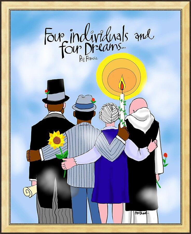 Wall Frame Gold - Four Individuals and Four Dreams by Br. Mickey McGrath, OSFS - Trinity Stores