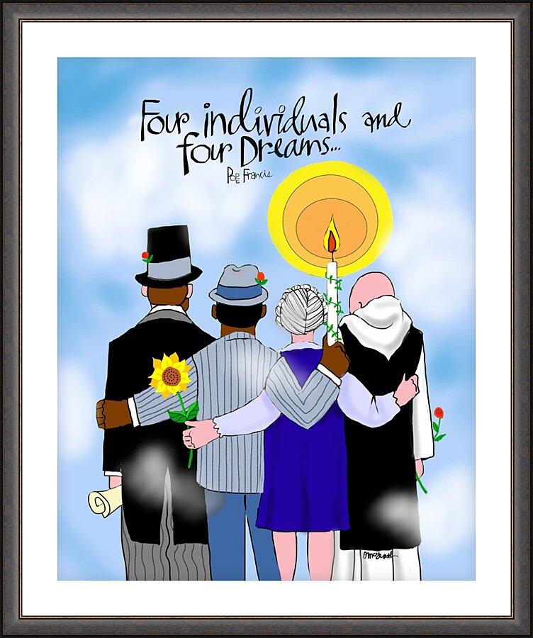 Wall Frame Espresso, Matted - Four Individuals and Four Dreams by Br. Mickey McGrath, OSFS - Trinity Stores