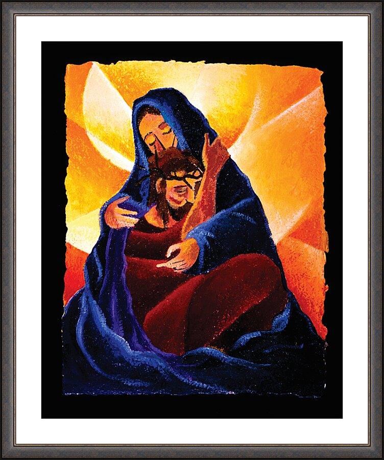 Wall Frame Espresso, Matted - 4th Station, Jesus Meets His Mother by Br. Mickey McGrath, OSFS - Trinity Stores