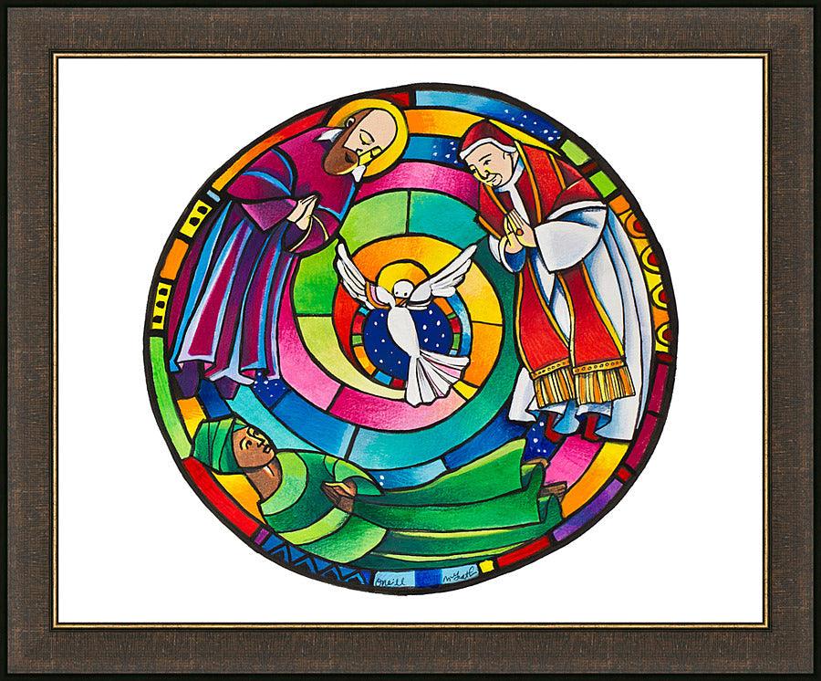 Wall Frame Espresso - St. Francis de Sales, Thea Bowman, St. John XXIII Mandala by M. McGrath