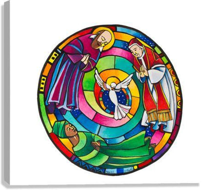 Canvas Print - St. Francis de Sales, Thea Bowman, St. John XXIII Mandala by Br. Mickey McGrath, OSFS - Trinity Stores