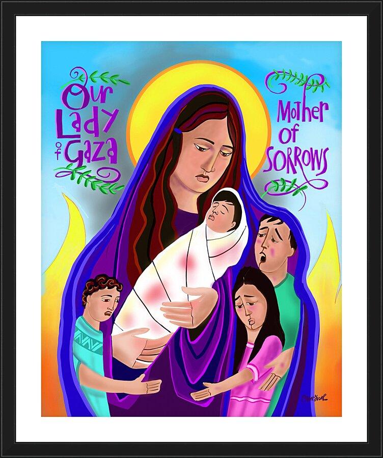 Wall Frame Black, Matted - Mary, Our Lady of Gaza by Br. Mickey McGrath, OSFS - Trinity Stores