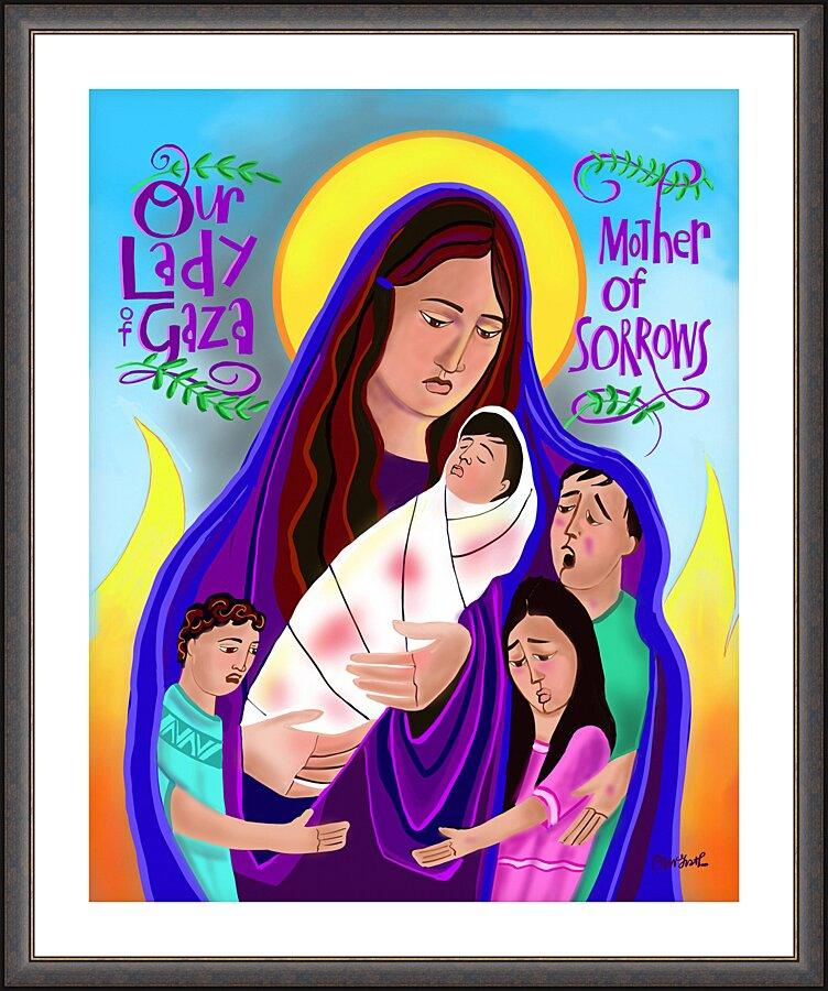 Wall Frame Espresso, Matted - Mary, Our Lady of Gaza by Br. Mickey McGrath, OSFS - Trinity Stores