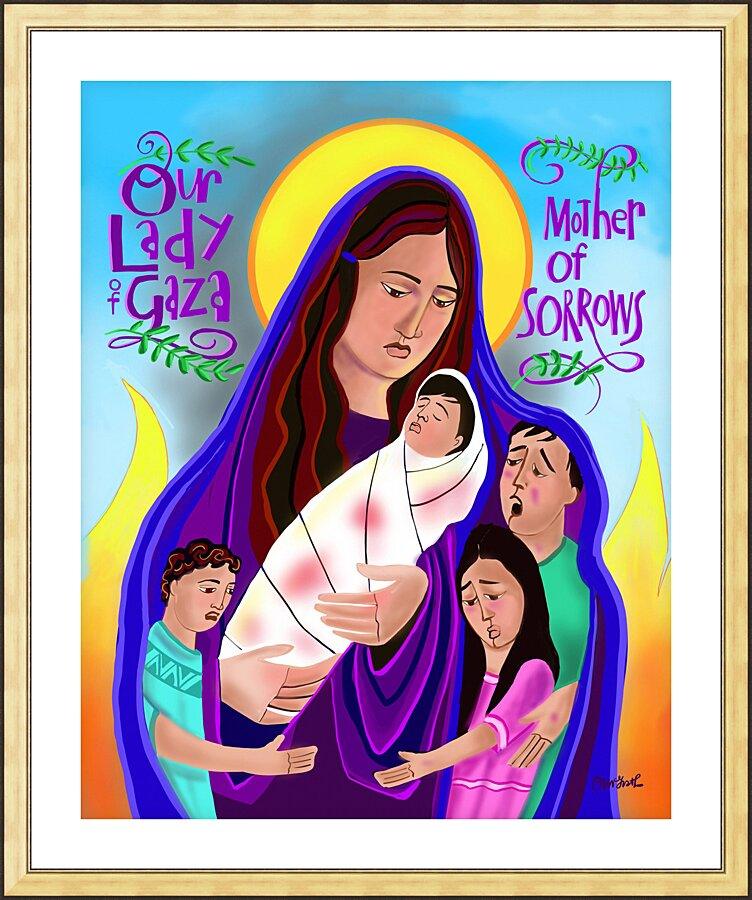 Wall Frame Gold, Matted - Mary, Our Lady of Gaza by Br. Mickey McGrath, OSFS - Trinity Stores