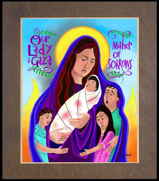 Mary, Our Lady of Gaza - Wood Plaque Premium by Br. Mickey McGrath, OSFS - Trinity Stores