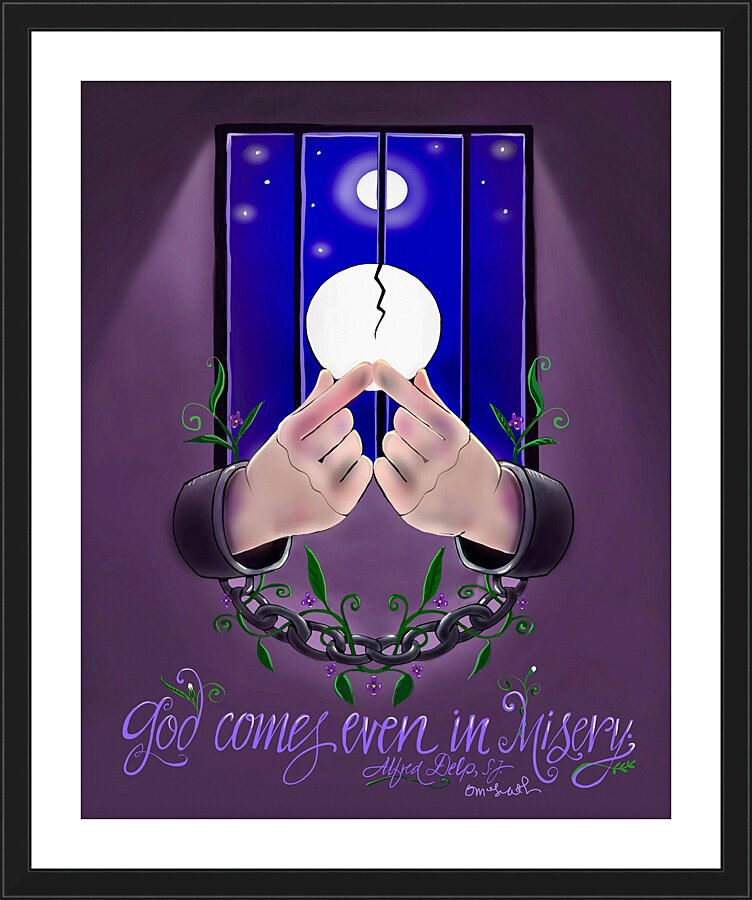 Wall Frame Black, Matted - God Comes by M. McGrath