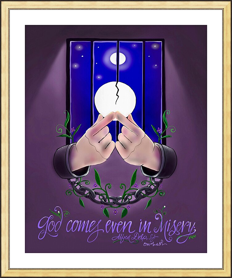 Wall Frame Gold, Matted - God Comes by M. McGrath
